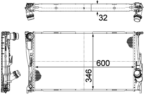 CR1084000P, Kühler, Motorkühlung, Kühler, MAHLE, 0102.3127, 050044N, 06002293, 17117788903, 18369, 376754-014, 53472, 60785A, 735165, BW2293, DRM05111, RA0050680, V20-60-0006, 376754011, 7788903, 8MK376754-014