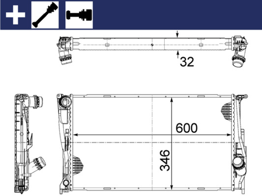 CR1085000S, Radiator, engine cooling, Cooler, MAHLE, 050046N, 17117790297, 376754-024, 53472, 376754021, 7790297, 8MK376754-021