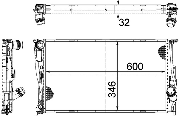 CR1086000P, Radiator, engine cooling, Cooler, MAHLE, 0102.3127, 050039N, 06002293, 17117790297, 18369, 376754-034, 53472, 60785A, 735165, BW2293, DRM05111, RA0050680, V20-60-0006, 050046N, 376754031, 7790297, 8MK376754-034