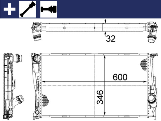 CR1086000S, Kühler, Motorkühlung, Kühler, MAHLE, 17117790297, 376754-034, 53472, 376754031, 7790297, 8MK376754-031