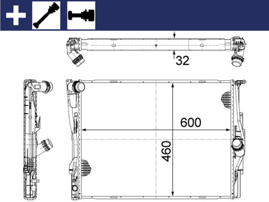 CR1087000S, Kühler, Motorkühlung, Kühler, MAHLE, 17117521046, 18366, 376754-044, 53473, 6002291, 60786A, BM024R001, BW2291, JR4237J, 17117553111, 376754041, BWA2291, 7521046, 8MK376754-041, 7553111