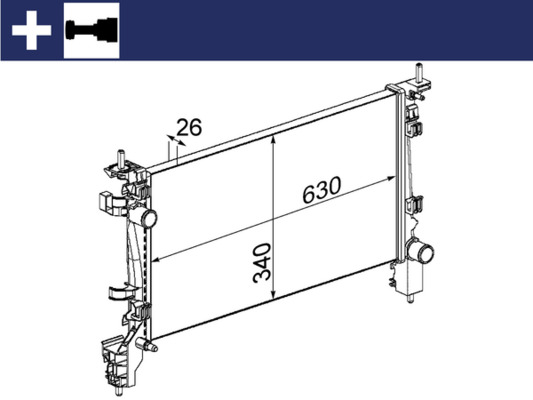 CR1130000S, Kühler, Motorkühlung, Kühler, MAHLE, 060026N, 1330T9, 350213141500, 376754-714, 51780666, CI907R003, CN2266, DRM07040, RA0070290, 350213141503, 376754711, CNA2266, 8MK376754-711