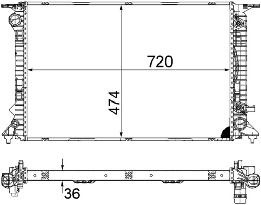 CR1134000S, Kühler, Motorkühlung, Kühler, MAHLE, 0110.3149, 03002309, 350213141900, 376754-754, 53116, 60324, 701537, 8R0121251A, AD820R005, AI2309, DRM02041, 376754751, 8R0121251C, AIA2309, 8MK376754-751, 8R0121251E