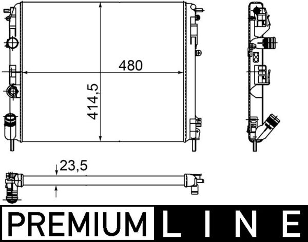 CR1145000P, Chladič, chlazení motoru, Chladič, Chladič motoru, MAHLE, 181720N, 350213990000, 376755341, 58148, 63794, 8200049080, DRM23015, RA0230660, RT2302, RTA2302