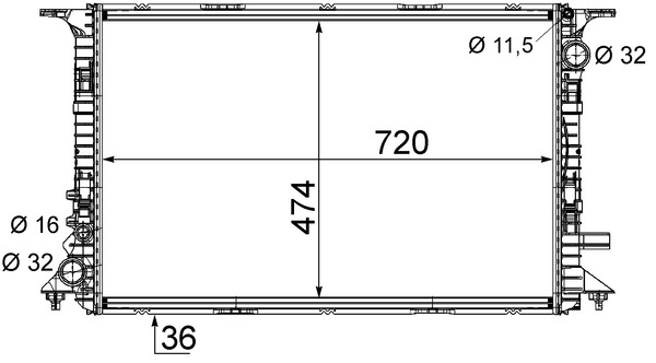 CR1201000S, Kühler, Motorkühlung, Kühler, MAHLE, 376756-684, 4H0121251B, 376756681, 4H0121251E, 8MK376756-681