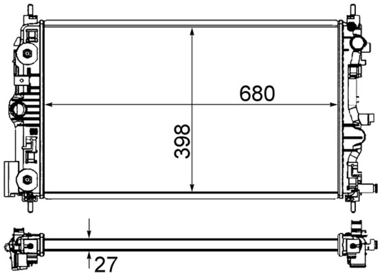 CR1238000S, Kühler, Motorkühlung, Kühler, MAHLE, 08002046, 105787, 107045, 1300327, 13267664, 13267666, 150116N, 376759051, 53130, 61676, CT2046, DRM15005, OL2599, RA0560000, 105788, 107050, 37002599, 39074663, 53131, 61707, 8MK376759-051, CTA2046, DRM15006, RA0560010