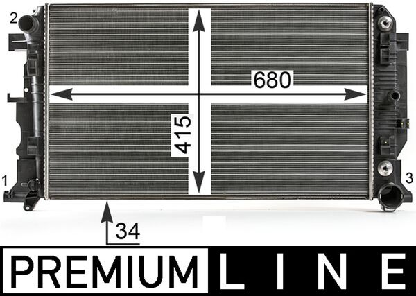 Radiator, engine cooling - CR12000P MAHLE - 376700-304, 53833, 67157A