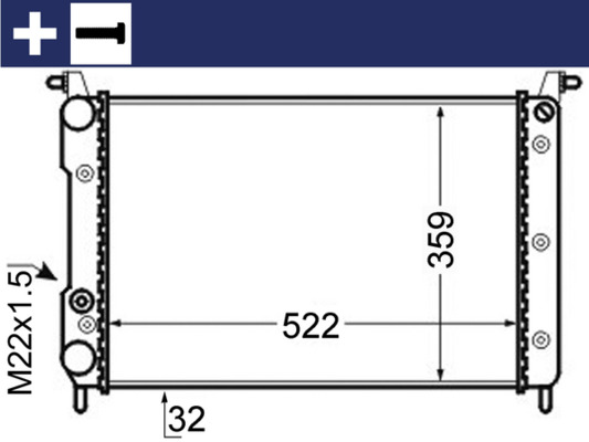 CR130000S, Kühler, Motorkühlung, Kühler, MAHLE, 0000046417059, 102400, 109126, 17002224, 376704-784, 58219, 60172224, 61801, 732006, BM258, FT2224, KFT224, QER2037, 0000046449104, 120500, 61803, 732812, 0000046548483, 120600, 46417050, 46417059, 46449104, 46548483, 46548485, 46750717, 46750718, 46780326