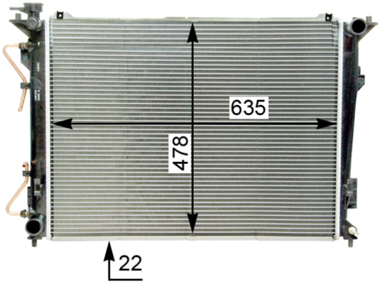 CR1338000S, Radiator, engine cooling, Cooler, MAHLE, 253103K280, 376763734, 53494, 67508, HY2172, 253103K290