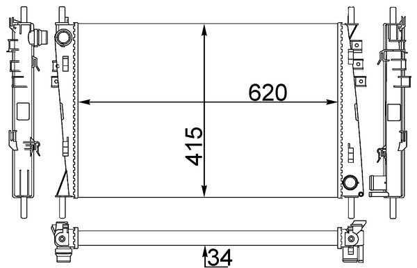 CR1348000S, Kühler, Motorkühlung, Kühler, MAHLE, 376764144, 4H8005AF, 53782, 66704, 734785, 77002037, JR2037, C2S1231, JRA2037, C2S20551, C2S31599, C2S3599, C2S42756