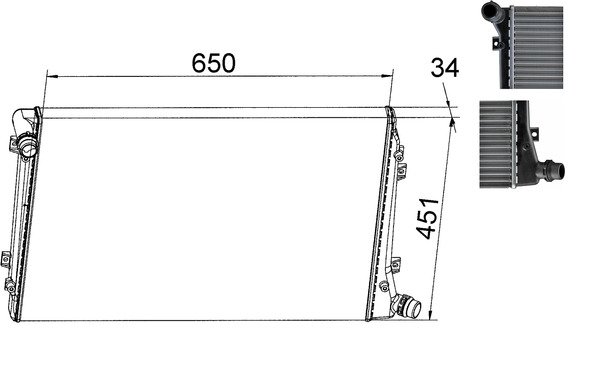 Radiator, engine cooling - CR1395000S MAHLE - 0110.3135, 1K0121251AL, 350213143700