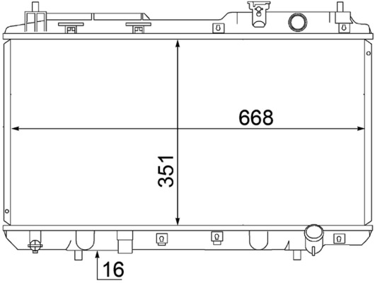 CR1457000S, Kühler, Motorkühlung, Kühler, MAHLE, 0119.3008, 013M22, 100036N, 102853, 111045, 19010P3F004, 25002104, 350213109900, 376768281, 53284, 68101A, DRM40010, HD2175, JR9025J, 111045/A, 19010P3F014, 350213110100, 53506, 681021, 8MK376768-281, DRM40034, HDA2104, 350213178200