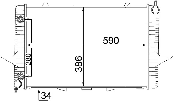 CR1544000S, Radiator, engine cooling, Cooler, MAHLE, 104165, 132044, 220017N, 350213117300, 36000000, 376774201, 58343, 59002118, 65548A, 734856, DRM33067, RA0310550, VO2118, 132044/A, 36000001, 8MK376774-201, 36000002, 8684247, 8601450, 8601451, 8602558, 8602559, 8602873, 8602874, 8603767, 8603771, 9445371, 9445372