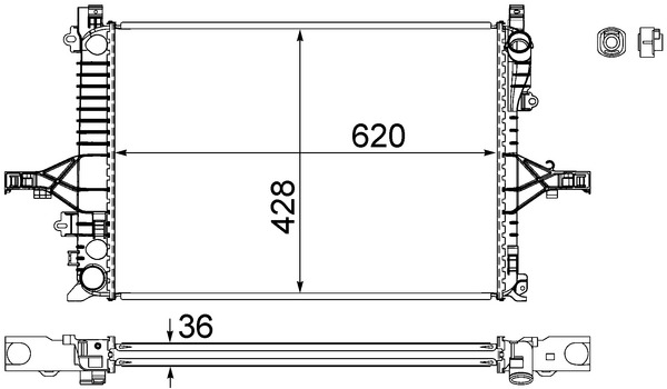 Radiator, engine cooling - CR1546000S MAHLE - 0111.3004, 031M10, 104207