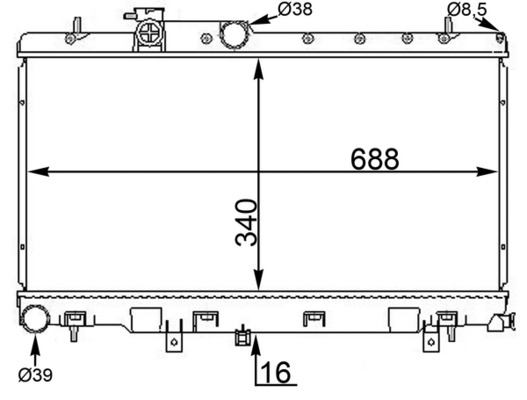 CR1560000S, Chladič, chlazení motoru, Chladič, Chladič motoru, MAHLE, 104105, 128023, 350213115200, 376775604, 45111FE100, 51002050, 53697, 67708, DRM36020, SU2050, 45111FE101, SUA2050, 45111FE102, 45119FE000, X4511FE102