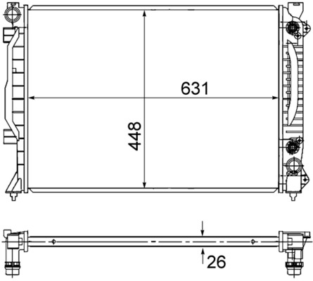 CR1686000S, Radiator, engine cooling, Cooler, MAHLE, 001M17, 0110.3007, 03002157, 0740080, 102029, 102062, 16656, 376766231, 4785.018.0000, 480150N, 4B0121251A, 4B0121251N, 51583, 60423, 702-0003, 734753, AI2157, 1103007, 376781031, 4B0121251AH, 4B0121251AK, 53444, 60423A, 702-0018, AIA2157, 8MK376766-231, 4B0121251S, 8MK376781-031, 4B0121251Q