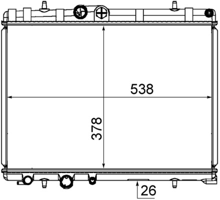 CR1863000S, Radiator, engine cooling, Cooler, MAHLE, 0108.3074, 103641, 1330.K2, 160106N, 31-1455, 376790121, 40002266, 50436, 60402266, 63608A, 734423, PE2266, 1083074, 133341, PEA2266, 133392, 133393