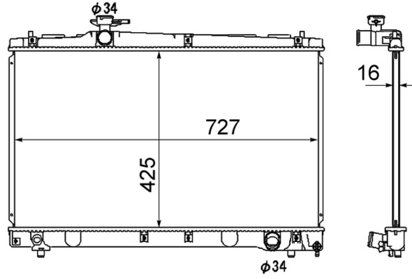 CR1866000S, Radiator, engine cooling, Cooler, MAHLE, 0115.3138, 103712, 130237, 16400-37220, 210121N, 31-1780, 350213116800, 376790171, 53002331, 53401, 60532331, 64670A, ADT398174, DRM50034, QER2656, TO2331, 130238, 1640028290, 8MK376790-171, 1640028300, 1640028320