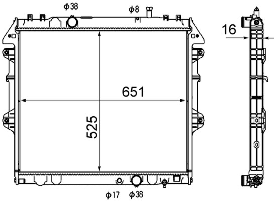 CR1867000S, Kühler, Motorkühlung, Kühler, MAHLE, 0115.3115, 105417, 130283, 16400-0L140, 352600, 376790181, 58491, 646807, ADT398134C, DRM50069, 164000L160, 366500, 64681, 8MK376790-181, 164000L210