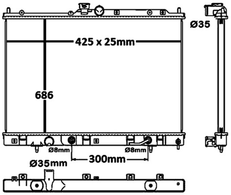 CR1881000S, Kühler, Motorkühlung, Kühler, MAHLE, 105052, 119086, 140006N, 31-2795, 32002185, 376790341, 53594, 60322185, 628973, 735202, D75006TT, DRM45030, MN156319, MT2185, PL032014, 8MK376790-341