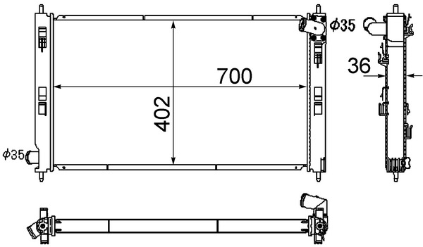 CR1882000S, Radiator, engine cooling, Cooler, MAHLE, 105051, 1350A206, 31-2796, 32002201, 350213134900, 376790351, 53594, 628969, 735203, D75006TT, DRM45028, M0180240, MT2184, 105386, 1350A309, 53753, 8MK376790-351, DRM45029, 1350A490