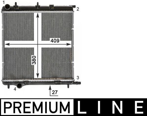 CR1988000P, Radiator, engine cooling, Cooler, MAHLE, 0103.3054, 09002227, 1330S1, 160113N, 350213389000, 376900041, 50430, 61284, 732930, DRM21026, PE2289, RA0070090, 40002289, 53863, 694001, PE2368, PEA2289, RA0070091