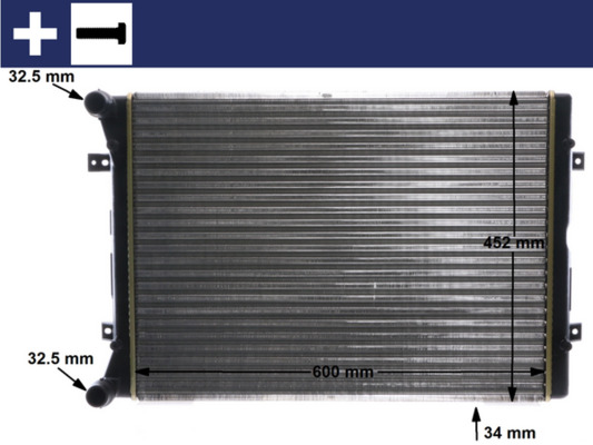 CR2038000S, Radiator, engine cooling, Cooler, MAHLE, 01103155, 012M33, 040001N, 104927, 113864, 1212576, 131077, 350213196100, 376901101, 53022, 58002283, 65014, 701971, 7M3121253F, FD078R004, VOLK5338A, VW2283, 131077/A, 3M218005AA, 690104, 8MK376901-101, M012033A, VN2283, VWA2283, VNA2283