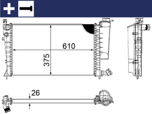 CR2206000S, Kühler, Motorkühlung, Kühler, MAHLE, 007V12, 0103.3020, 060420N, 09002059, 100212, 1301.K1, 1301.TH, 230630, 350213311000, 376710-264, 58823, 635181, KPE137, PEA2137, 021V16, 1301TH, 1301.TT, 350213311003, 376710261, 40002137, 58923, 63518A, 730630, PE2137, 1301TT, 350213373003, 732535, 8MK376710-261, 9624765580, M0210160