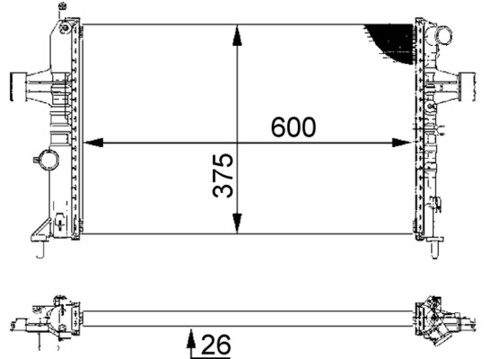 CR227000S, Chladič, chlazení motoru, Chladič, Chladič motoru, MAHLE, 0107.3062, 09193265, 1300189, 13521, 151670N, 206972, 232549, 350213961000, 37002254, 376710-314, 50562, 63004A, 725-0006, 93277988, DRM20083, OL2254, RA0200770, V40-60-2056, 0107.3109, 1300214, 232729, 350213961003, 37002296, 376710311, 54668, 691293, DRM20086, OL2296, RA0200840, 1300257