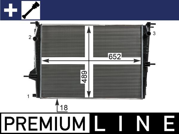 CR23000P, Radiator, engine cooling, Cooler, MAHLE, 01093098, 105469, 123190, 180077N, 214100014R, 220600, 350213058003, 376700411, 53965, 637606, 735184, RT2445, 123190/A, 350213199300, 8MK376700-411, RTA2445