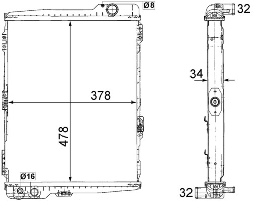 CR253000S, Radiator, engine cooling, Cooler, MAHLE, 01103053, 03002002, 100042, 16493, 376711-274, 480490N, 58579, 60330, 734757, 855121251A, AI2030, KAI038, 03002030, 103036, 376711271, 480570N, 60441, 855121251D, 883863, AI2038, 03002038, 604411, 855121251F, 8MK376711-271, AIA2038, 855121251E, 893121251F, 8MK376711-274, 893121251K