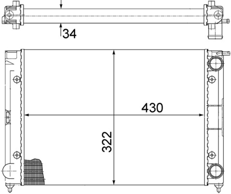 CR343000S, Kühler, Motorkühlung, Kühler, MAHLE, 0110.3087, 040450N, 101051, 102075, 102726, 131004, 16193, 191121253D, 191121253K, 25650, 350213202000, 376713-334, 383820, 58002040, 651811, DRM32004, KVW040, RA0300340, V15-60-5013, 01102092, 040520N, 101054, 16194, 350213202003, 376713331, 529505, 58002047, 65181A, 883820, VN2040