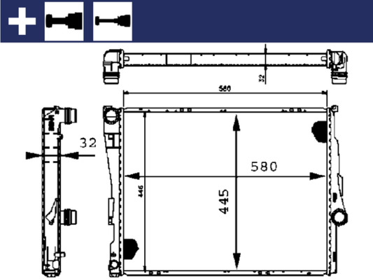 Radiator, engine cooling - CR455000S MAHLE - 0102.3073, 050004N, 06002205