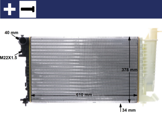 CR497000S, Radiator, engine cooling, Cooler, MAHLE, 007M44, 0108.3063, 060013N, 09002108, 1301.J4, 231181, 24218, 350213377000, 376716581, 58092, 61328, CN2108, KCN108, 060730N, 09002112, 1301.W8, 24780, 376717491, 63574A, 731181, CN2112, KCN112, 1301JY, 8MK376716-581, CNA2108, 1301X3, 8MK376717-491, CNA2112