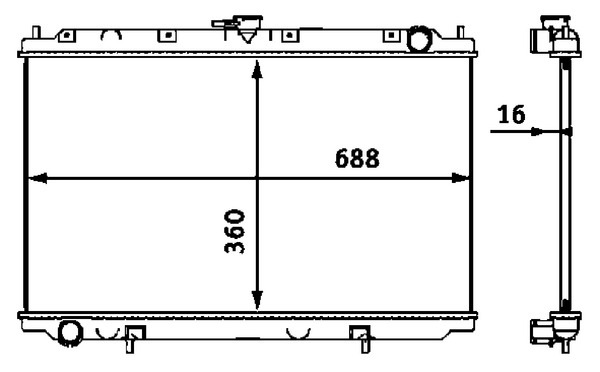 CR545000S, Radiator, engine cooling, Cooler, MAHLE, 0121.3015, 070320N, 101135, 120074, 13002181, 214102F000, 232528, 27274, 27430, 350213806000, 363100, 376718491, 62927A, 724-1009, DN2181, DRM46011, PL021183, QER1956, RA0190181, 120074/A, 1213015, 214109F500, 350213806003, 52069, 732528, DNA2181, 214109F502, 732541, BM806, 914109F502