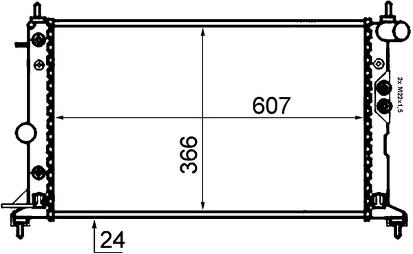 CR562000S, Kühler, Motorkühlung, Kühler, MAHLE, 0107.3058, 101325, 121024, 1300159, 134100, 13892, 150003N, 231847, 23509, 350213755000, 37002220, 376718711, 52405109, 52405110, 630121, 725-0004-R, DRM20026, KOL220, QER1702, RA0200651, V40-60-2084, 0107.3061, 102414, 121024/A, 121025, 1300160, 136200, 150890N, 232347, 350213755003