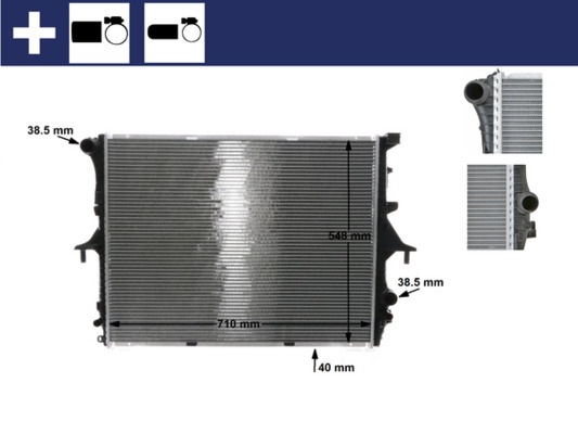 CR571000S, Kühler, Motorkühlung, Kühler, MAHLE, 376719-004, 53798, 65276A, 7L0121253, 95510614200, VW2214, 376719001, 7L0121253A, 95510614201, VWA2214, 7L6121253C, 8MK376719-001