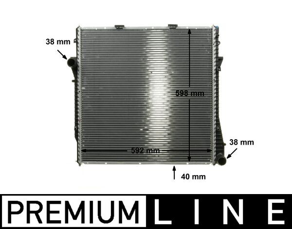 CR573000P, Radiator, engine cooling, Cooler, MAHLE, 005M27, 050041N, 06002302, 104168, 1439102, 350213124500, 376719-044, 53183, 60819, BM820R004, BW2302, DRM05114, 17111439102, 350213124502, 376719041, BWA2302, 8MK376719-044