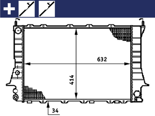 CR591000S, Kühler, Motorkühlung, Kühler, MAHLE, 0110.3115, 03002081, 102050, 16576, 376719351, 481140N, 4A0121251G, 51318, 60458, 730362, AI2081, KAI081, 4A0121251J, 60458A, 8MK376719-351, AIA2081