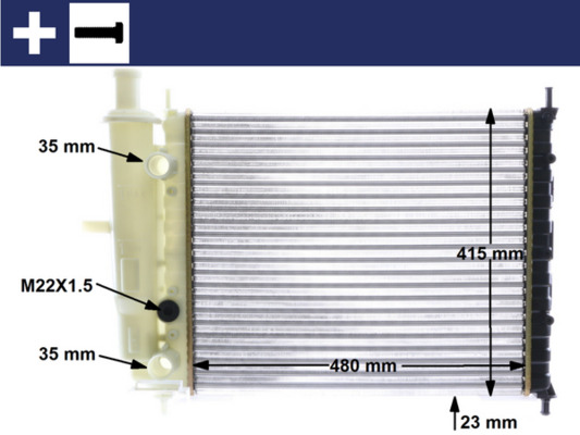 Radiator, engine cooling - CR630000S MAHLE - 0104.3124, 350213151000, 376720-334