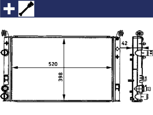 CR645000S, Chladič, chlazení motoru, Chladič, Chladič motoru, MAHLE, 011M33, 080086N, 17002316, 350213006003, 376720-574, 46827249, 58656, 61682, FIAT5378A, FT2316, R12291, 350213196400, 376720571, 51791957, FTA2316, 8MK376720-571