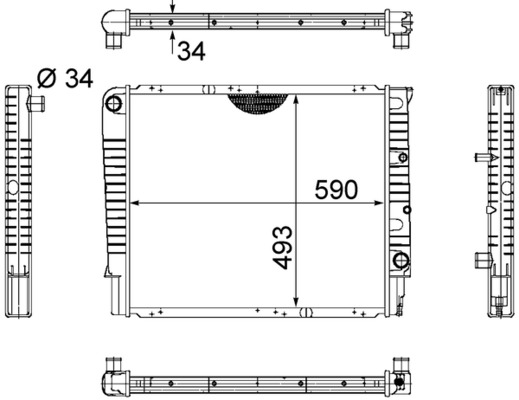 CR659000S, Radiator, engine cooling, Cooler, MAHLE, 19945, 220840N, 31-1157, 350213733000, 3547145, 376721001, 53993, 59002087, 60592087, 65531A, 732368, DRM33050, KVO087, RA0310260, 53998, 65537A, 8603852, 8MK376721-001, BM733, VO2087, 8603899