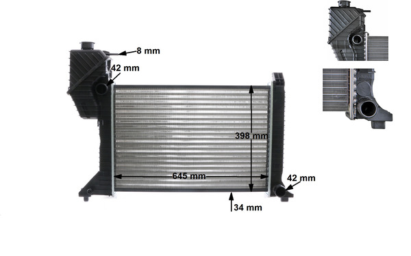 CR677000S, Radiator, engine cooling, Cooler, MAHLE, 0206.2082, 0240283, 101322, 118056, 132160N, 319900, 376721-354, 50559, 62687A, 9015001800, DRM17016, MS2181, 118056/A, 376721351, A9015001800, MSA2181, 8MK376721-351