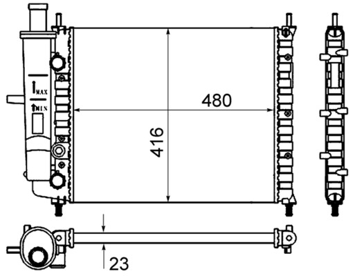 CR838000S, Chladič, chlazení motoru, Chladič, Chladič motoru, MAHLE, 080043N, 109322, 21734, 376735111, 46480388, 58016, 61779, 732218, FT2230, QER2139, 8MK376735-111, FTA2230