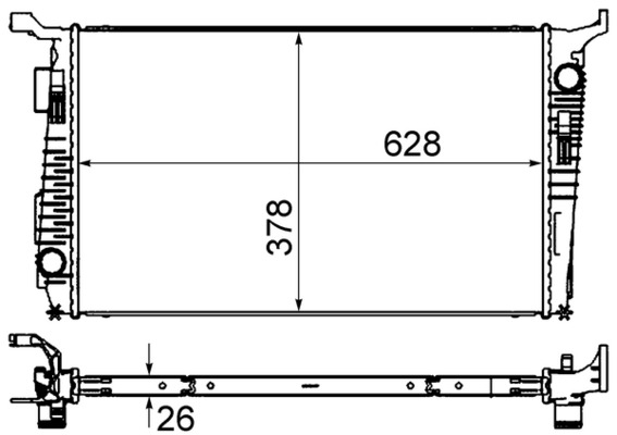 CR845000S, Kühler, Motorkühlung, Kühler, MAHLE, 01093118, 105780, 123192, 15002005, 346205, 359000301420, 376735181, 490013N, 53138, 637614, 735279, 8200880550, DA2005, RENA5680O, 123192/A, 359000391420, 8MK376735-181, DAA2005