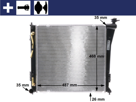 CR847000S, Radiator, engine cooling, Cooler, MAHLE, 01283126, 253103Z100, 376735261, 560076N, 59087, 67552, 82002305, HY2305, HYUN5625A, 8MK376735-261