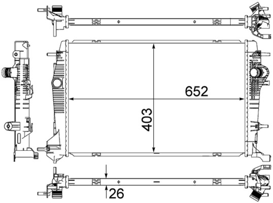 Kühler, Motorkühlung - CR857000S MAHLE - 180106N, 214100015R, 376735391