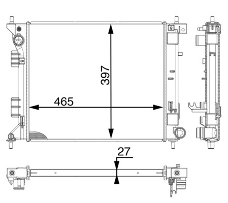 CR1981000P, Chladič, chlazení motoru, Chladič, Chladič motoru, MAHLE, 01283135, 105989, 25310A5850, 3268302403, 376899251, 50036, 510185N, 67608, 82002351, HY2351, 1283135