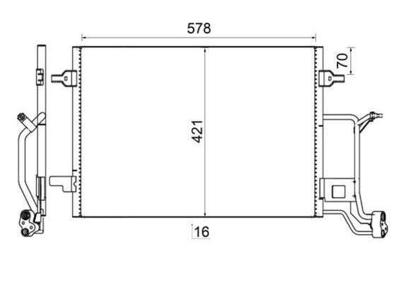 AC242000S, Kondensator, Klimaanlage, Klimaanlage verschiedene, MAHLE, 03005173, 0810.2015, 1223144, 351038-434, 351300391MM, 35308, 3B0260401, 482240N, 53619, 701M07, 816967, 888-0400186, 8D0260401G, 925334, 94601, AC834078, AI5173, DCN32019, KDAI173, TSP0225011/1, 351038431, 3B0260401A, 482240T, 817840, 8D0260403G, TSP0225456, 3B0260401B, 8FC351038-431