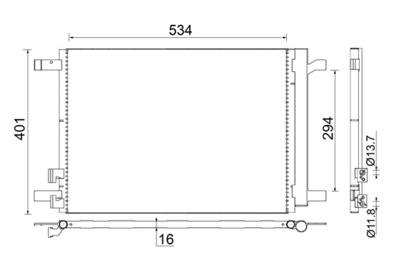 Condenser, air conditioning - AC772000S MAHLE - 08103101, 107140, 261049